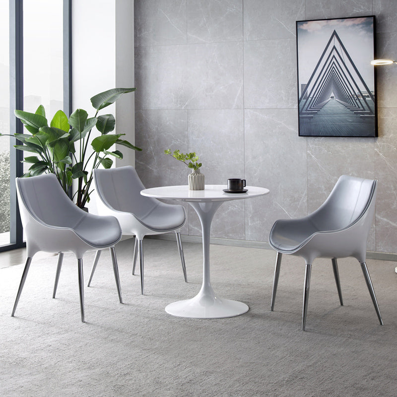 Silla de comedor estilo moderno Sillas auxiliares con brazo de cocina y patas de metal (juego de 2)