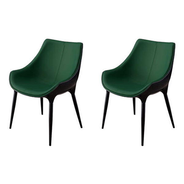 Chaise de salle à manger de style contemporain avec accoudoirs de cuisine et pieds en métal (Ensemble de 2)