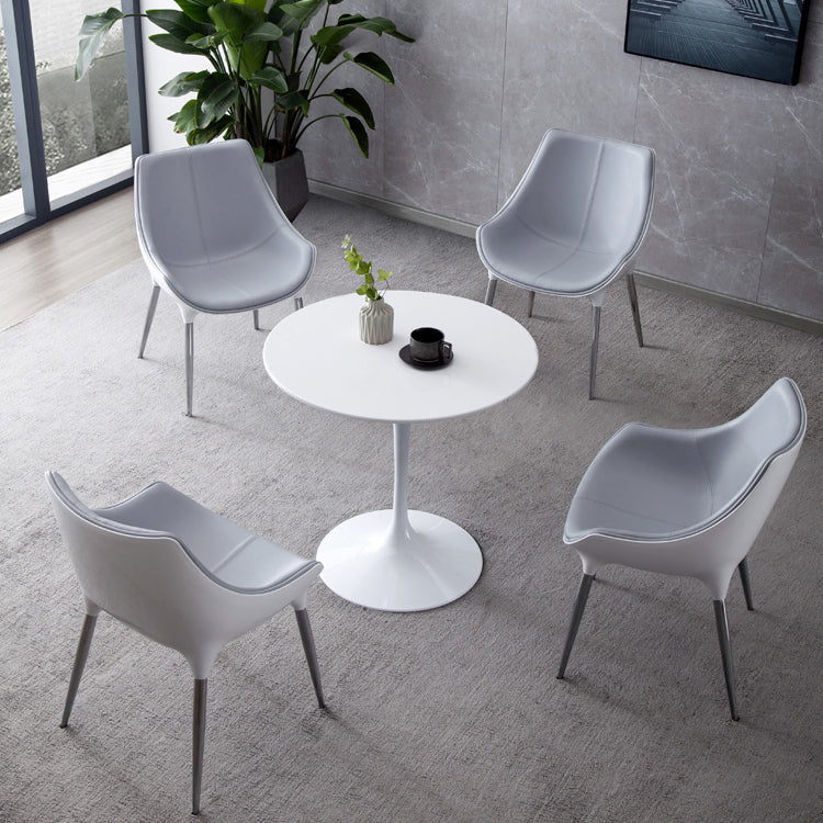 Silla de comedor estilo moderno Sillas auxiliares con brazo de cocina y patas de metal (juego de 2)