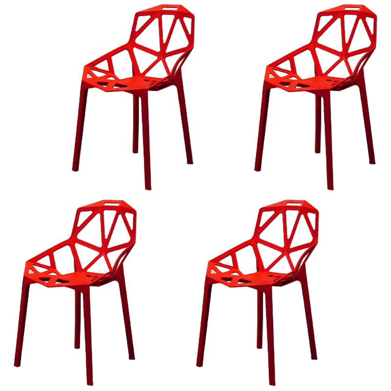 Chaise de salle à manger de style contemporain Chaise d'appoint en plastique avec accoudoirs pour cuisine (Ensemble de 4)