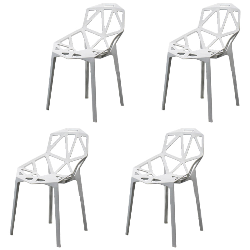 Silla de comedor de estilo moderno, silla auxiliar de plástico con brazo de comedor para cocina (juego de 4)
