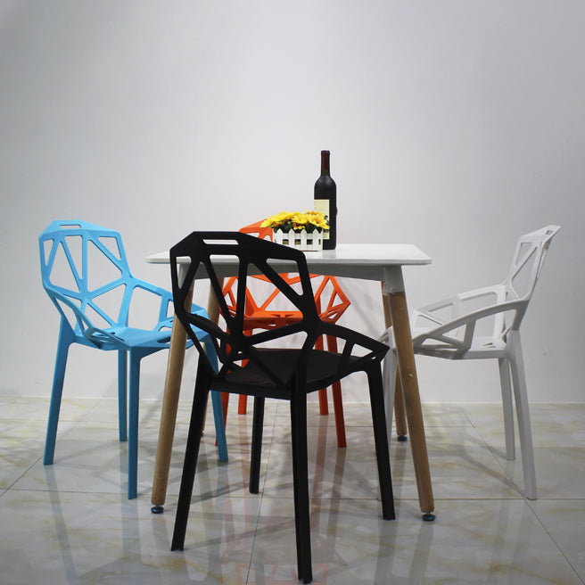 Silla de comedor de estilo moderno, silla auxiliar de plástico con brazo de comedor para cocina (juego de 4)