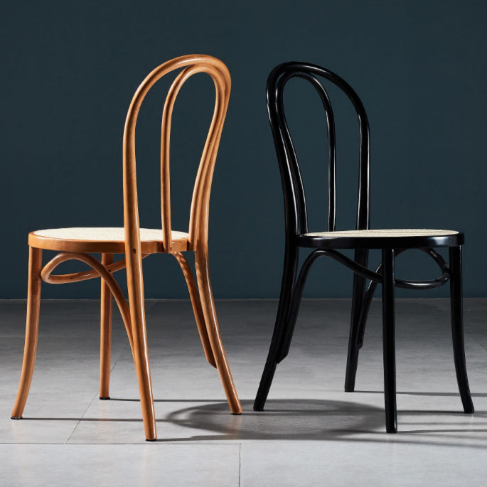 Silla sin brazos de comedor de madera tradicional, silla lateral de comedor individual con respaldo abierto para uso doméstico