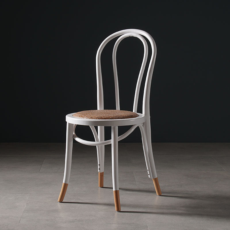 Silla sin brazos de comedor de madera tradicional, silla lateral de comedor individual con respaldo abierto para uso doméstico