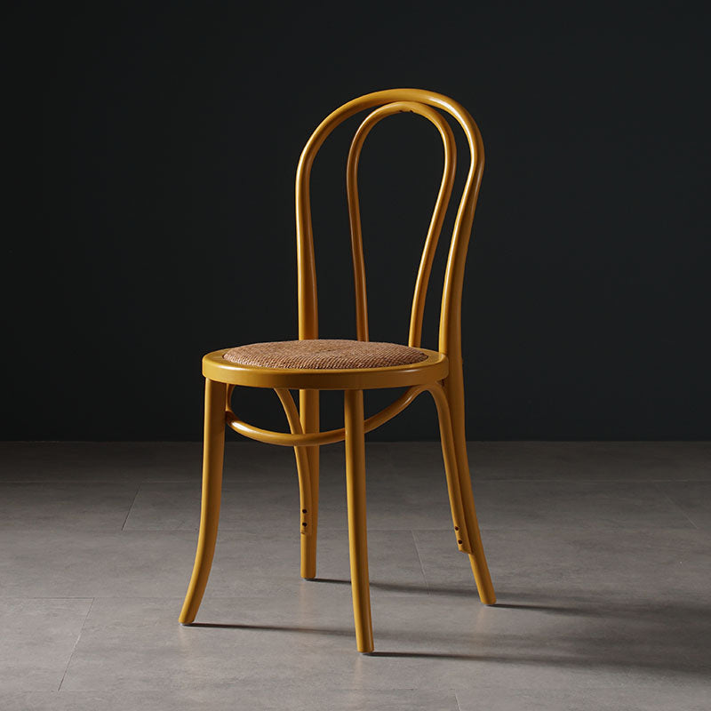 Silla sin brazos de comedor de madera tradicional, silla lateral de comedor individual con respaldo abierto para uso doméstico