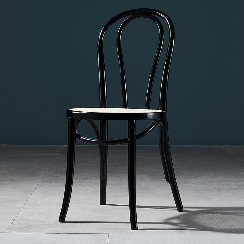 Silla sin brazos de comedor de madera tradicional, silla lateral de comedor individual con respaldo abierto para uso doméstico