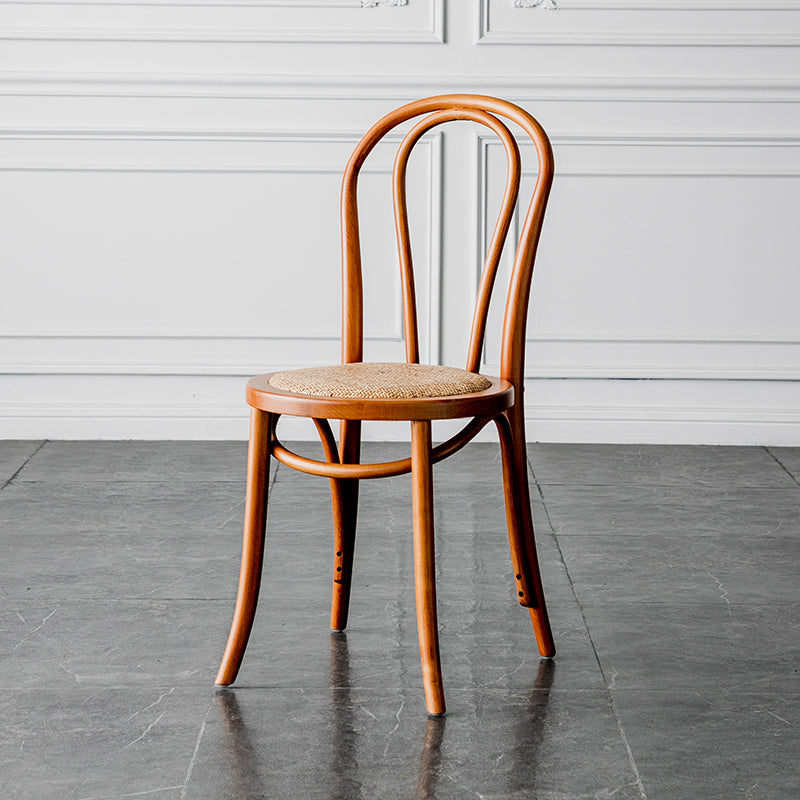 Silla sin brazos de comedor de madera tradicional, silla lateral de comedor individual con respaldo abierto para uso doméstico