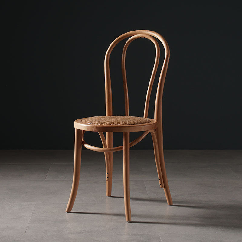 Chaise de salle à manger traditionnelle en bois, sans accoudoirs, à dossier ouvert, simple, latérale, pour usage domestique