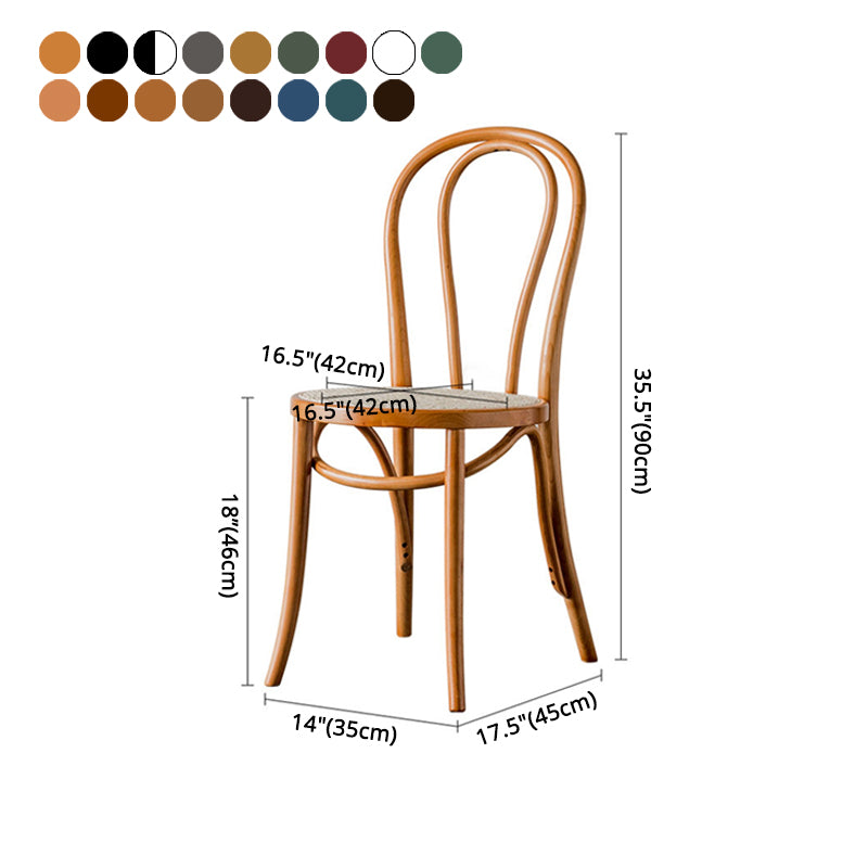 Silla sin brazos de comedor de madera tradicional, silla lateral de comedor individual con respaldo abierto para uso doméstico
