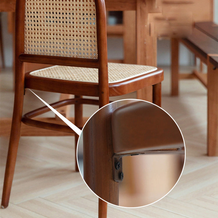 Silla sin brazos de comedor de madera tradicional, silla lateral de comedor con respaldo abierto para uso en restaurantes