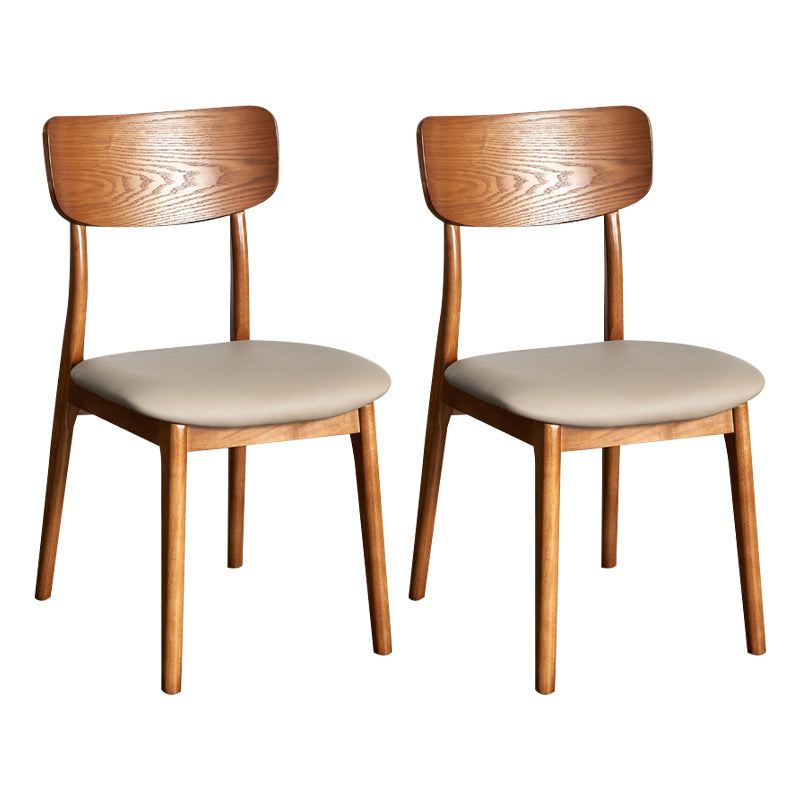 Silla de comedor tradicional de madera sin brazos, respaldo abierto, silla lateral de comedor (juego de 2)