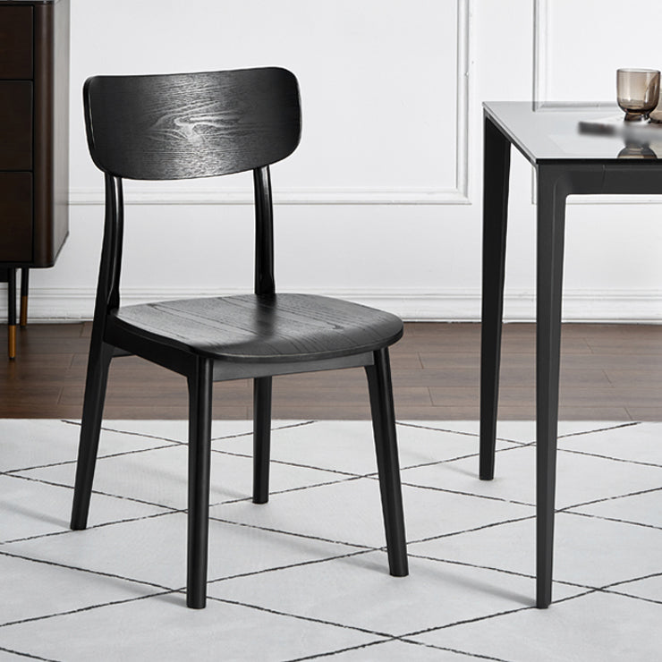 Silla de comedor tradicional de madera sin brazos, respaldo abierto, silla lateral de comedor (juego de 2)