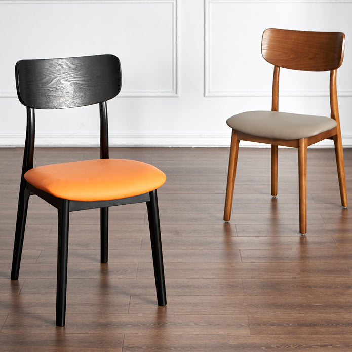 Silla de comedor tradicional de madera sin brazos, respaldo abierto, silla lateral de comedor (juego de 2)