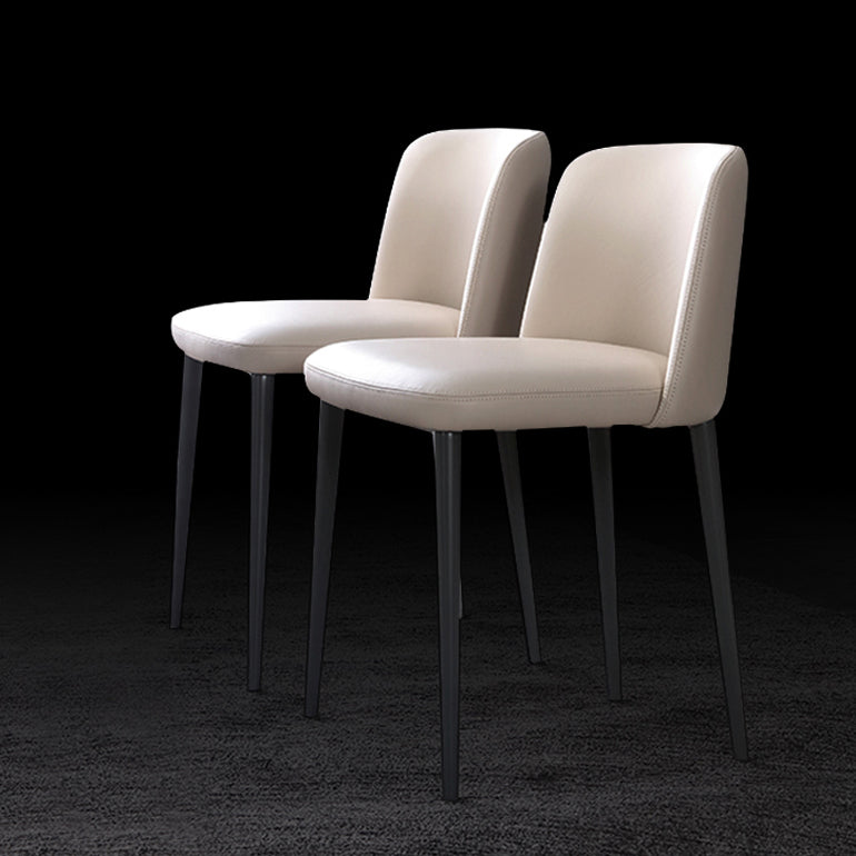 Sillas de comedor de cuero de estilo minimalista Sillas laterales sin brazos con respaldo sólido (juego de 2)