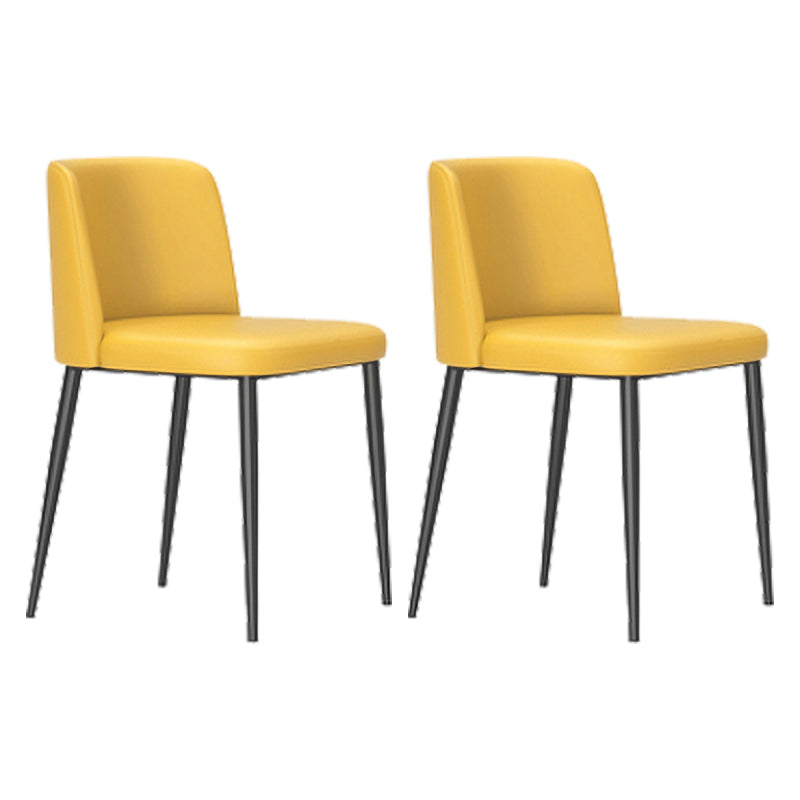 Minimalist Style Leather Dining Chairs Solid Back Armless Side Chairs (Set of 2)