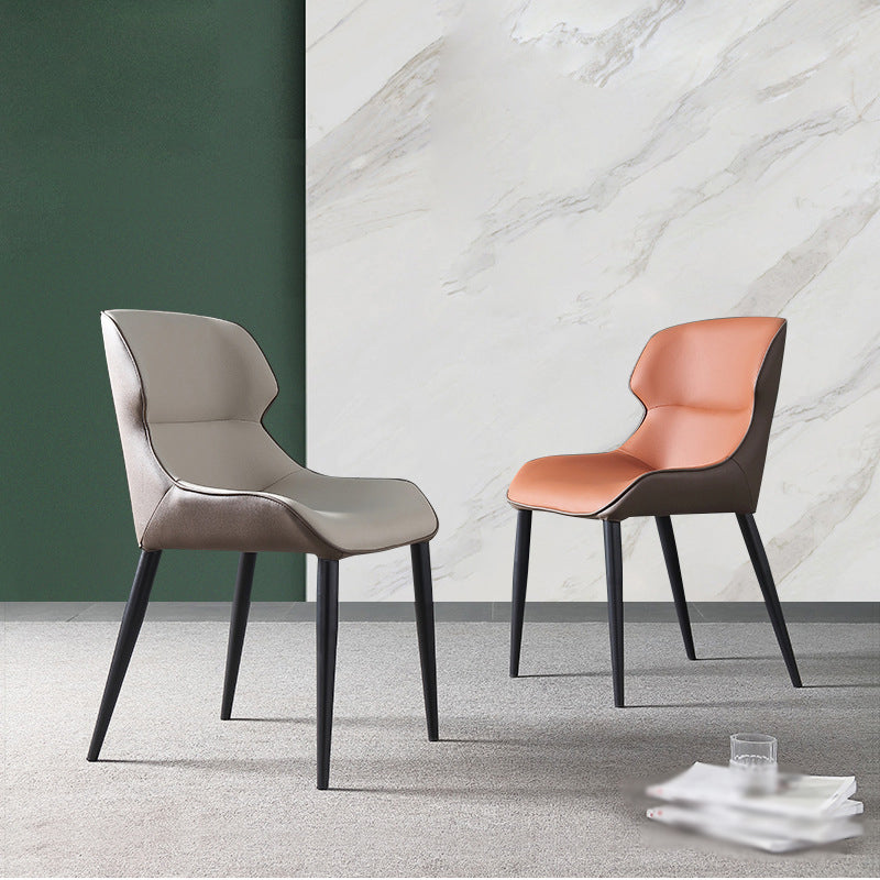 Sillón industrial para interiores, silla de comedor tapizada con respaldo de metal (juego de 2)