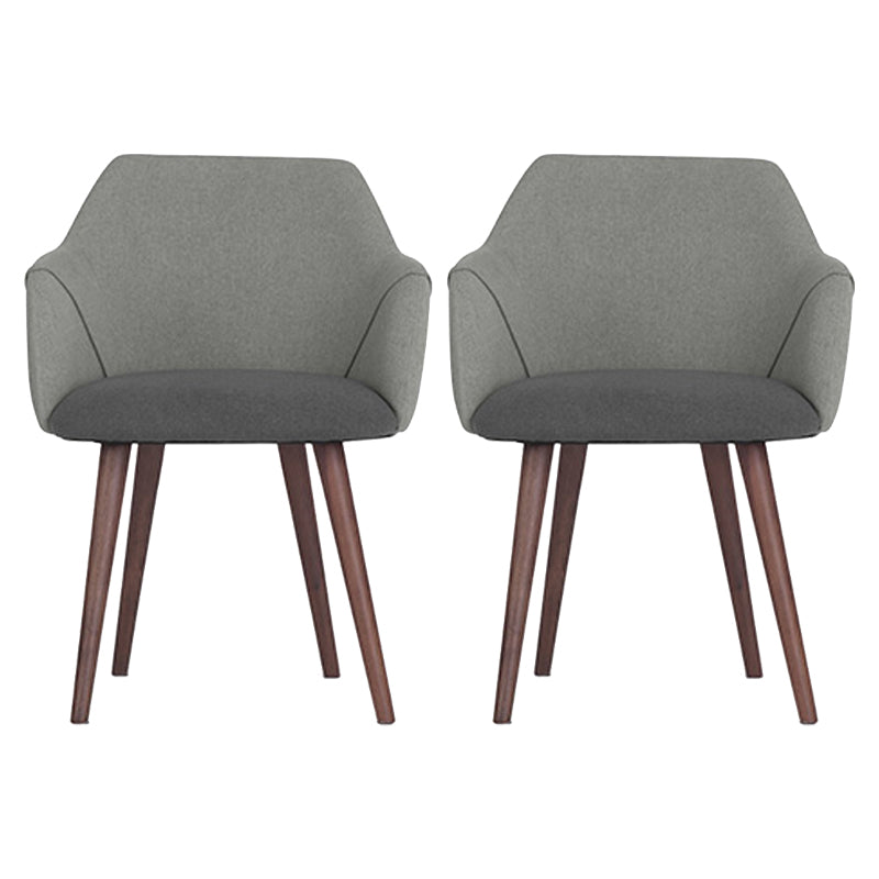 Chaise de salle à manger scandinave à dossier solide avec accoudoirs en tissu au fini mat (Ensemble de 2)