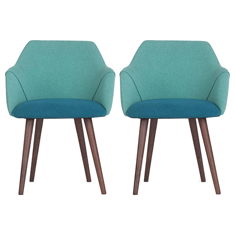 Chaise de salle à manger scandinave à dossier solide avec accoudoirs en tissu au fini mat (Ensemble de 2)