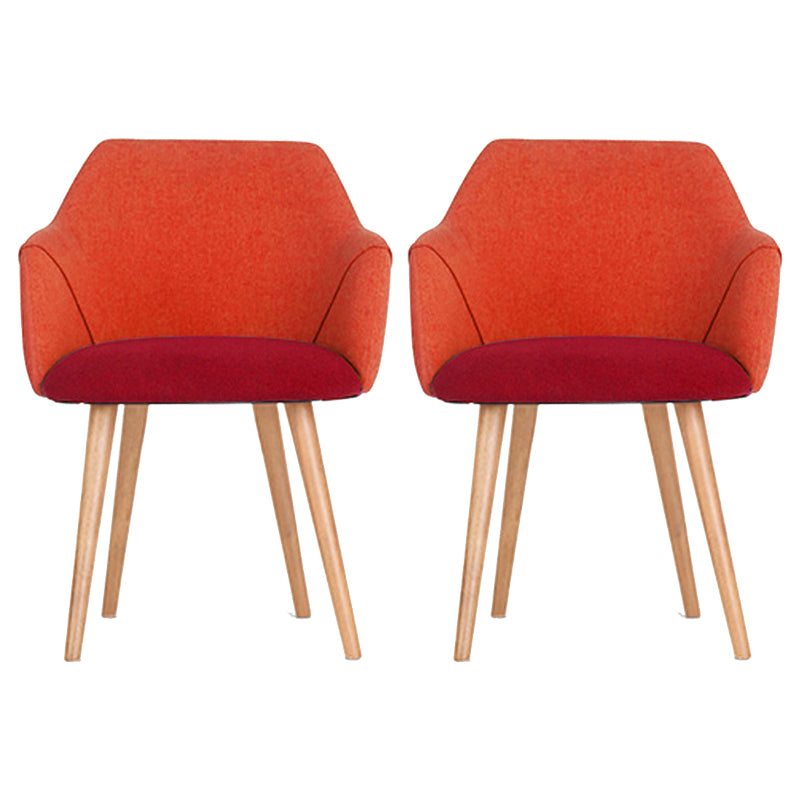 Chaise de salle à manger scandinave à dossier solide avec accoudoirs en tissu au fini mat (Ensemble de 2)