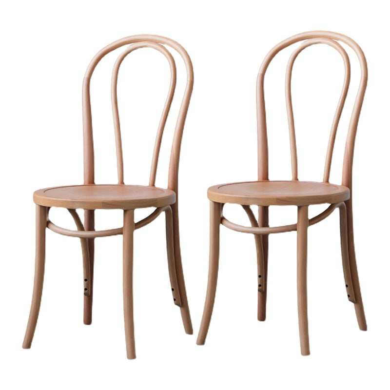 Chaise de salle à manger traditionnelle en hêtre Windsor avec dossier en bois naturel (Ensemble de 2)