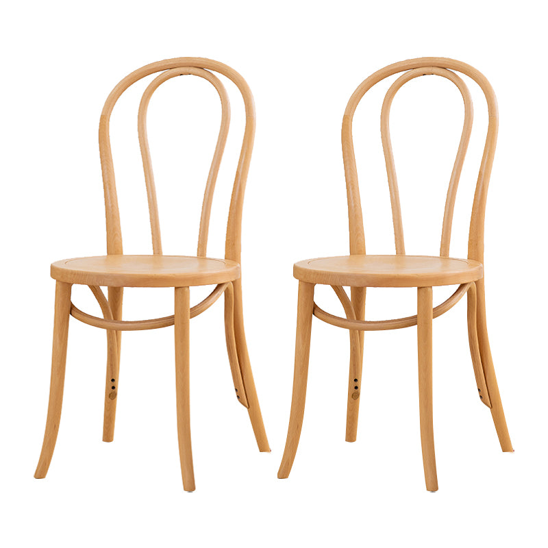 Chaise de salle à manger traditionnelle en hêtre Windsor avec dossier en bois naturel (Ensemble de 2)