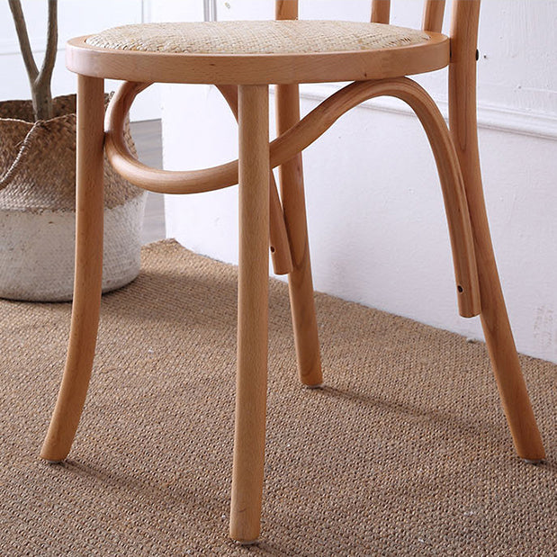 Silla tradicional de comedor de madera natural con respaldo Windsor de haya (juego de 2)