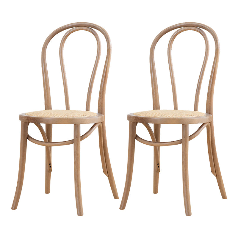 Chaise de salle à manger traditionnelle en hêtre Windsor avec dossier en bois naturel (Ensemble de 2)