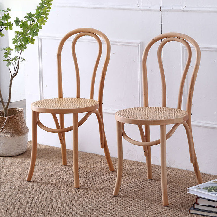 Silla tradicional de comedor de madera natural con respaldo Windsor de haya (juego de 2)