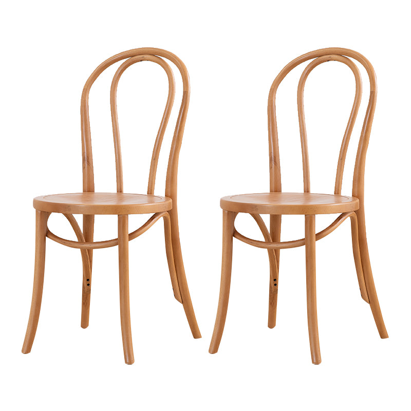 Silla tradicional de comedor de madera natural con respaldo Windsor de haya (juego de 2)