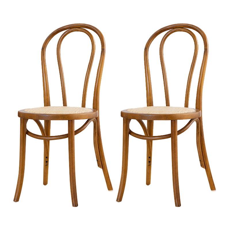 Silla tradicional de comedor de madera natural con respaldo Windsor de haya (juego de 2)