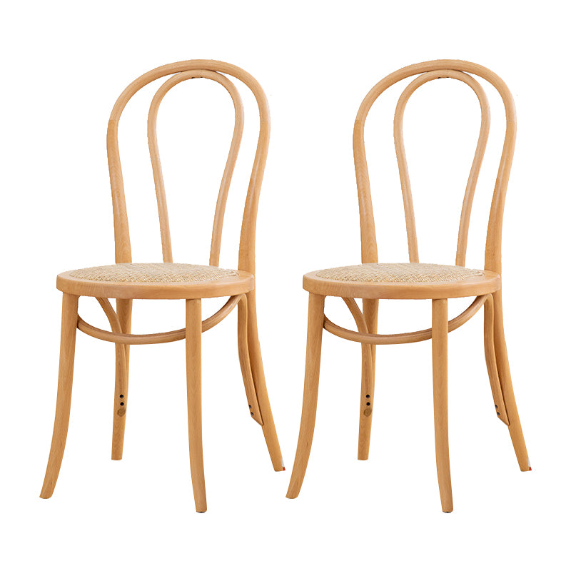Chaise de salle à manger traditionnelle en hêtre Windsor avec dossier en bois naturel (Ensemble de 2)
