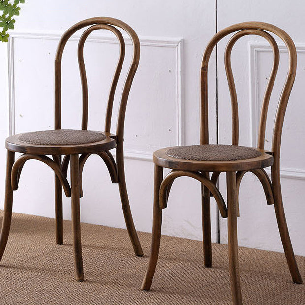 Silla tradicional de comedor de madera natural con respaldo Windsor de haya (juego de 2)
