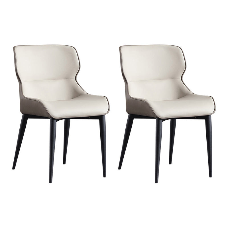 Fauteuils de salle à manger en cuir de style minimaliste Chaises de salle à manger à oreilles (Ensemble de 2)