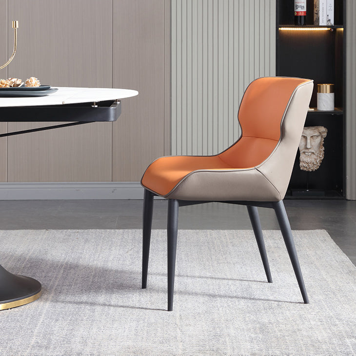 Esszimmerstühle aus Leder im minimalistischen Stil, Esszimmerstühle mit Ohrensessel (2er-Set)