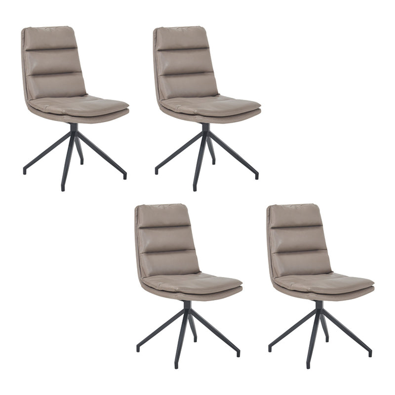 Chaises sans accoudoirs à dossier solide de style industriel Chaises de salle à manger en cuir microfibre (Ensemble de 4)
