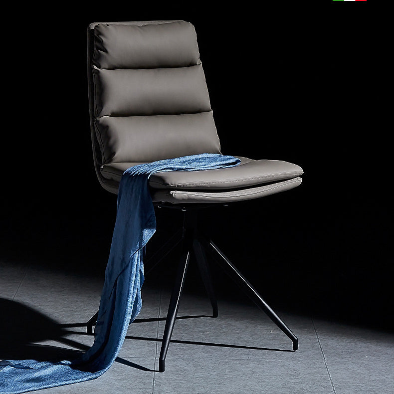 Sillas sin brazos con respaldo sólido de estilo industrial Sillas de comedor de cuero de microfibra (juego de 4)