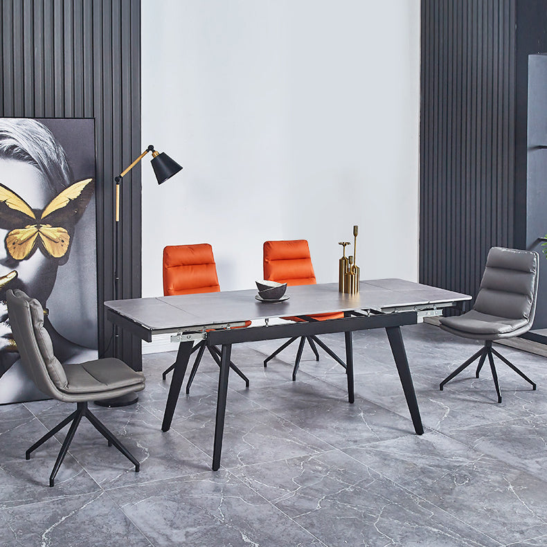 Sillas sin brazos con respaldo sólido de estilo industrial Sillas de comedor de cuero de microfibra (juego de 4)