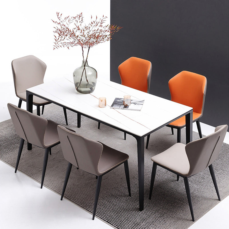 Sillas de comedor con respaldo de estilo industrial, sillas auxiliares de comedor de cuero para cocina (juego de 2)