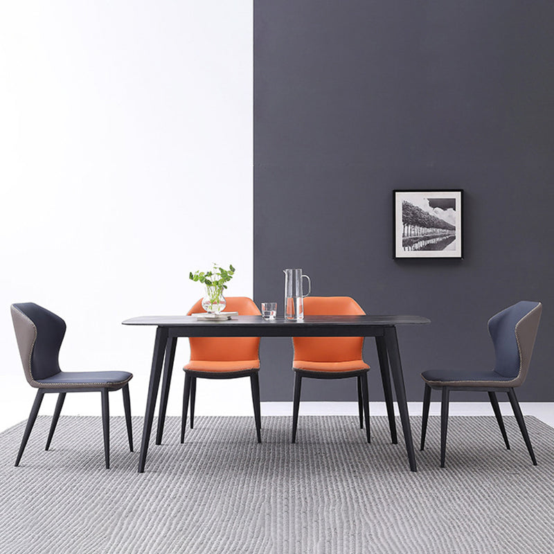 Sillas de comedor con respaldo de estilo industrial, sillas auxiliares de comedor de cuero para cocina (juego de 2)