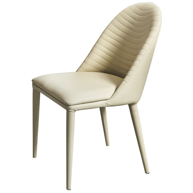 Sillas de comedor de cuero de diseño moderno, sillas laterales sin brazos con respaldo sólido (juego de 2)