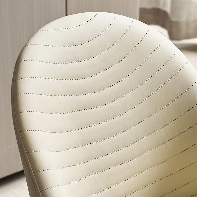 Sillas de comedor de cuero de diseño moderno, sillas laterales sin brazos con respaldo sólido (juego de 2)