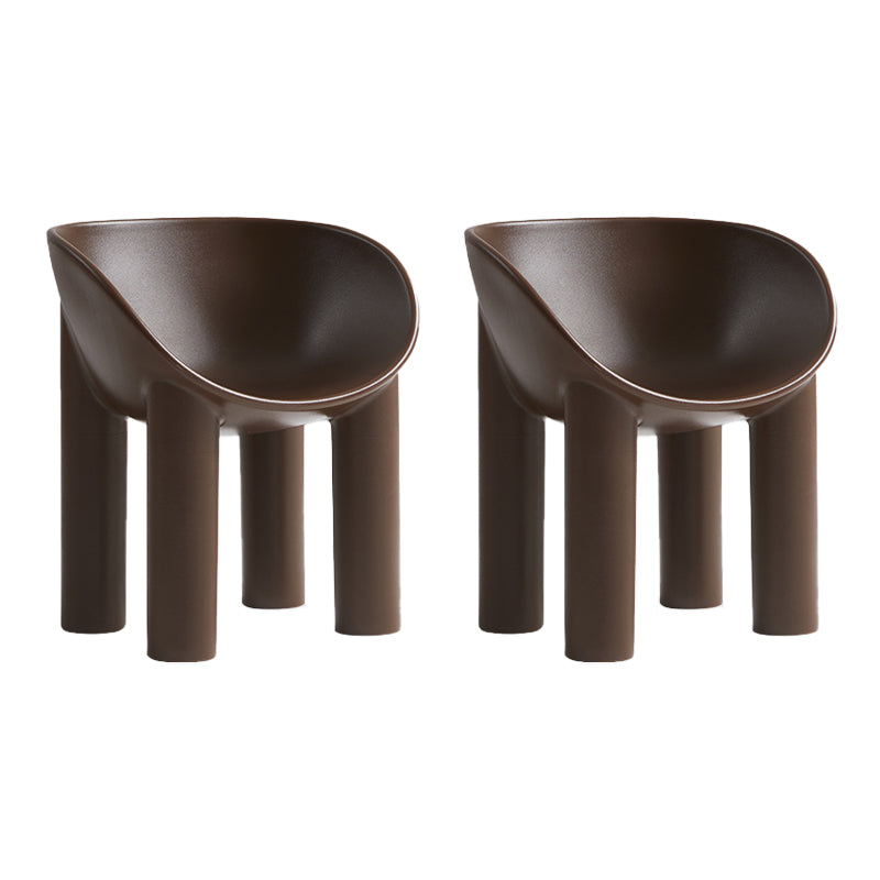Sillas de comedor de estilo nórdico, sillas laterales con brazos de cocina y patas de plástico (juego de 2)