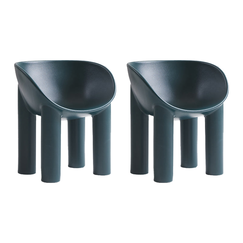 Sillas de comedor de estilo nórdico, sillas laterales con brazos de cocina y patas de plástico (juego de 2)