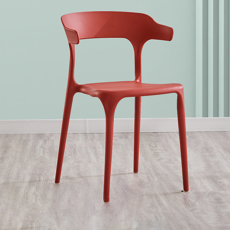 Chaise latérale contemporaine d'intérieur, chaise simple empilable en plastique à dossier ouvert pour salle à manger