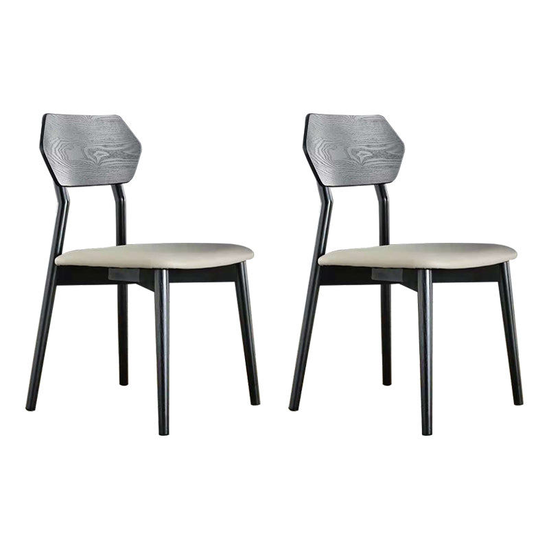 Chaise d'appoint de restaurant en cuir industriel Chaise de salle à manger à dossier ouvert (Ensemble de 2)