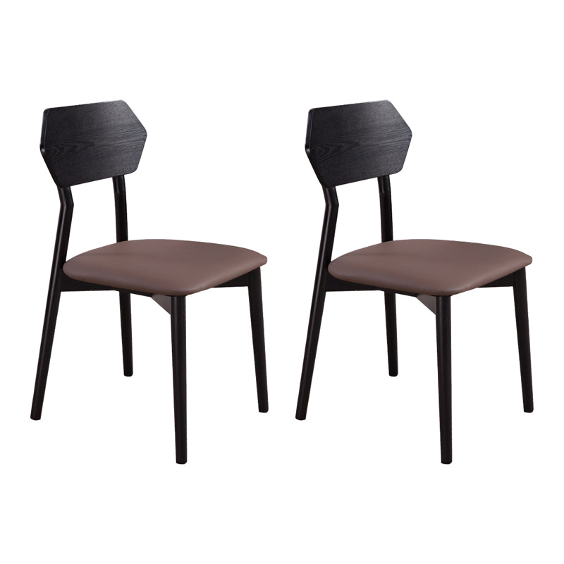 Chaise d'appoint de restaurant en cuir industriel Chaise de salle à manger à dossier ouvert (Ensemble de 2)