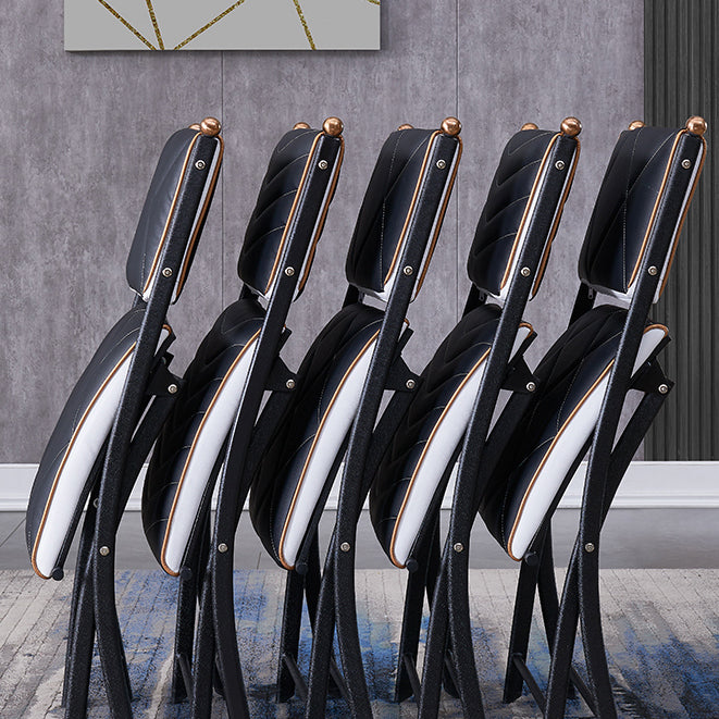 Silla lateral de metal moderna para interiores y exteriores, silla lateral de comedor plegable con respaldo abierto