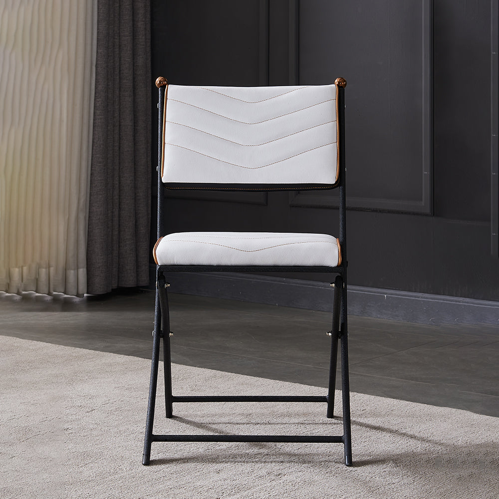 Silla lateral de metal moderna para interiores y exteriores, silla lateral de comedor plegable con respaldo abierto