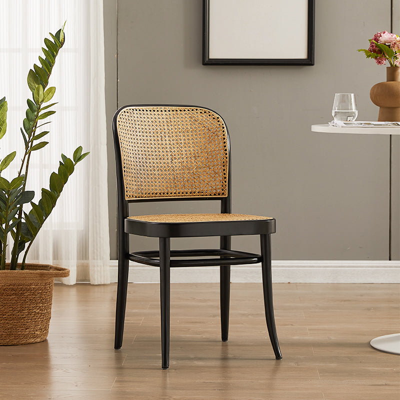 Silla de madera maciza de estilo tradicional, sillas laterales de comedor con respaldo abierto para cocina
