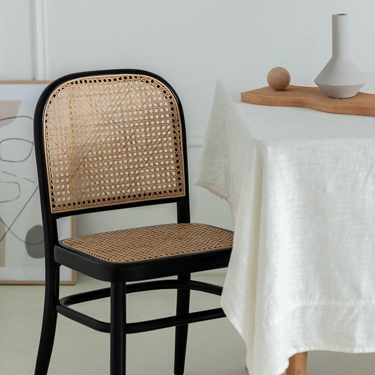 Silla de madera maciza de estilo tradicional, sillas laterales de comedor con respaldo abierto para cocina